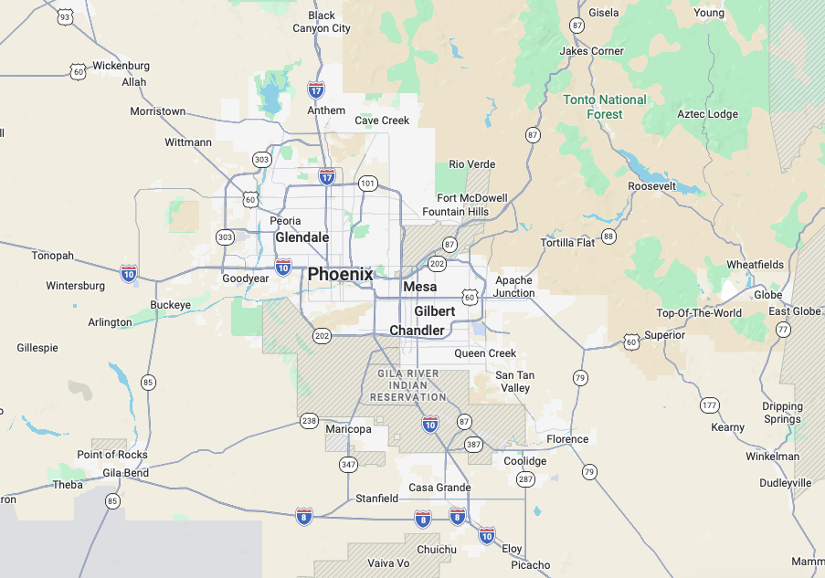 Greater Phoenix Area Map - Gecko Service Pros Service Area