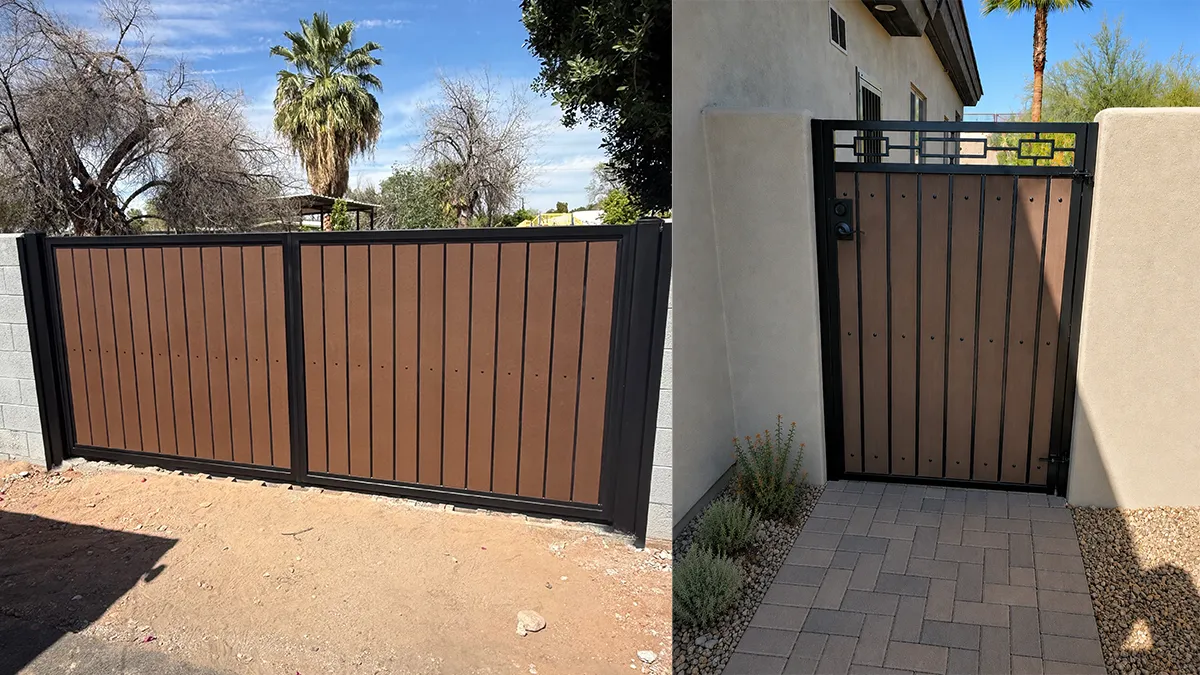Custom fabricated steel gate installation for an Arizona home